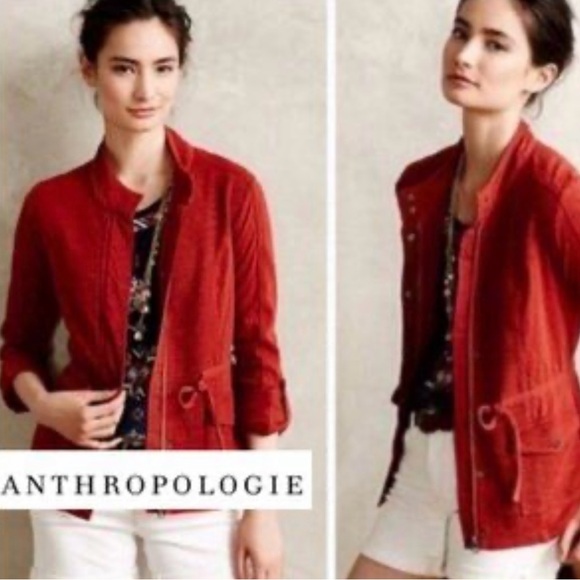 Anthropologie Saturday Sunday Jacket Womens Sz S Rust Zip Snaps Drawstring Waist - Picture 2 of 13
